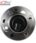 Top view of Pair Rear Wheel Hub & Bearing Assembly 512003 for Buick LeSabre, Cadillac DeVille, Olds Cutlass w/ ABS, 5-lug ABS hub