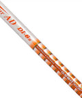 Tour AD DI Six Graphite Driver Shaft Drop In Ready For Taylor Made Drivers With Hella Sticky Rubber Grip And Tsf Marker Bright Orange Stiff Regular 64 Gram Flex Rigged Tight close-up of shaft with orange accents