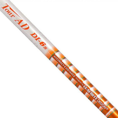 Pro Level Graphite Golf Driver Shaft Upgrade Kit With Secure Fit Adapter And Durable Orange Wrap Designed For Tour X Stiff Flex to strike pure shots and rip it straight down the pipe, shown angled.