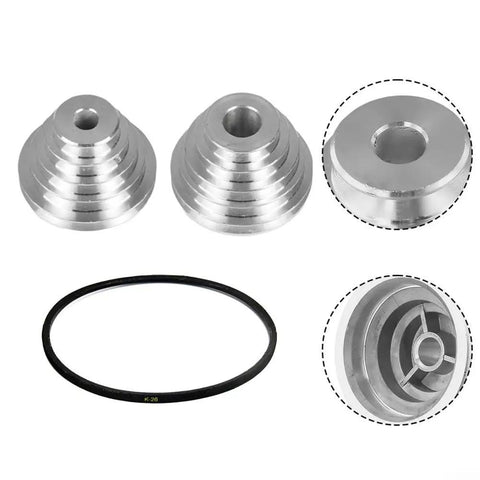 Heavy Duty Aluminum 5 Step Variable Pulley Kit For Benchtop Drill Press With 14mm And 22mm Bore, K26 Rubber Belt Included For Fast Drive Transmission On Small Motor Shafts, aluminum pulleys and belt