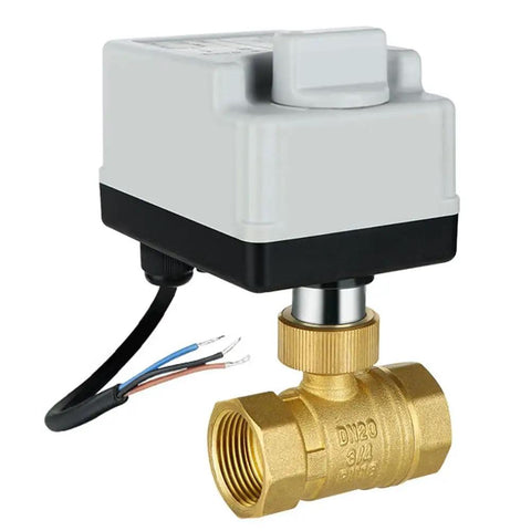 Heavy Duty DN20 Brass Ball Valve Paired With A Knockout 3 Wire Motorized Actuator For Seamless AC220V Control and No Sweat Manual Override.