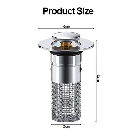 Dimensions of Heavy Duty Bathroom Sink Stopper Strainer With Removable Stainless Steel Filter Basket for effective drainage.
