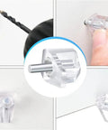 Transparent Shelf Support Pins For Cabinets And Cupboards easy install with drill and hand placing steel peg in clear holder