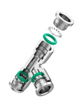Exploded view of Heavy Duty 304 Stainless Steel Pneumatic Quick Connect Fittings Ten Piece Kit For Four Through Twelve Millimeter Air Lines.