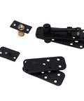 Concealed Pivot Door Hinge Set 570Lb Load Bearing 360 Degree Silent Rotation showing black stainless steel components and screws