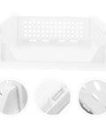 Interior view of Straight Up Sleek White Plastic Foldable Storage Basket Pull Out Wardrobe Drawer Organizer for Clothes Books Makeup.
