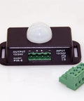 12V 24V PIR Motion Sensor LED Light Switch With 5 To 8 Meter Detection Range, Auto On Off Lighting Switch For Hallways And Rooms, Adjustable Delay Timer, Energy Saving, Easy Install, Ideal For Home And Office. Black PIR-8 module with green terminal block