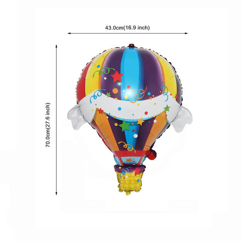 Two Pack Hot Air Balloons Foil Balloons For World Travel Themed Party Baby Shower Birthday Bash Wedding Decor Double Sided Mylar Balloons Self Sealing Float With Helium Or Air, colorful hot air balloon in 16.9 x 27.6 inches