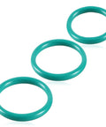 Teal rubber O-ring seal set, 3 rings for engine radiator hose and T-pipe coolant repairs
