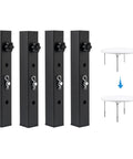 Heavy Duty Four Pack Square Table Leg Extenders providing three adjustable height settings from two to six inches for easy tool free folding table mods.