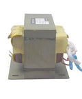 Solid 1KW Industrial High Voltage Transformer With Heavy Duty All Copper Windings For Reliable Microwave Oven Repair, side view showing connections.