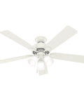 52 Inch Indoor Ceiling Fan With LED Lights Fresh White, Pull Chain, 5 Blades, Standard Mount For Bedroom Living Room Kitchen