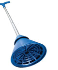 Total Game Changer Portable Manual Clothes Agitator And Handheld Laundry Scrubber with blue conical paddle and aluminum handle.