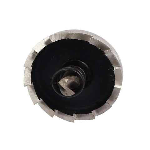 26mm Hole Saw Kit With 69mm Overall Length, Pro Grade HSS Spring Loaded Twist Drill Bits, front view of hole saw blade