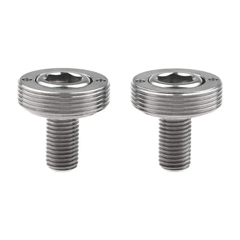 Titanium M8x15mm Crank Arm Fixing Bolt With Cap For Square Taper Bottom Bracket Screws Pack Of 2, top view detail, built tough.