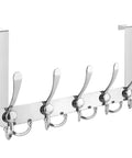 Over The Door Hooks Five Pack Heavy Duty Tri Coat Rack All Metal Hangers Chrome Fit One And Three Eighths Inch Doors Holds Up To 11 Lbs
