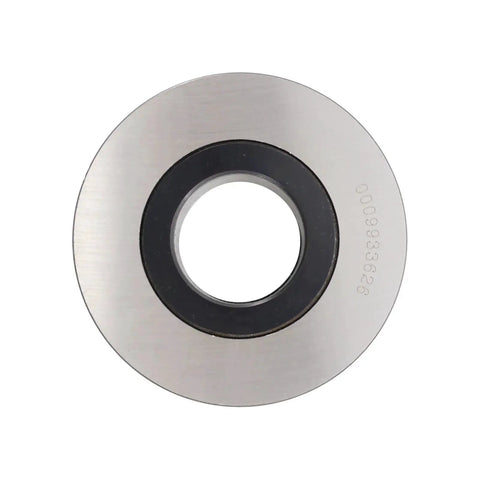 Superior Quality Heavy Duty Replacement Forklift Mast Bearing Chain Roller Assembly Built Like A Tank For Demanding Industrial Jobs showing a steel bearing with black rubber.