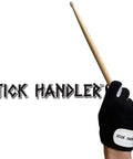 Premium Cabretta Leather Full Finger Drumming Gloves Black Medium Offering Killer Grip And Sick Stick Control breathable gloves holding a drumstick.