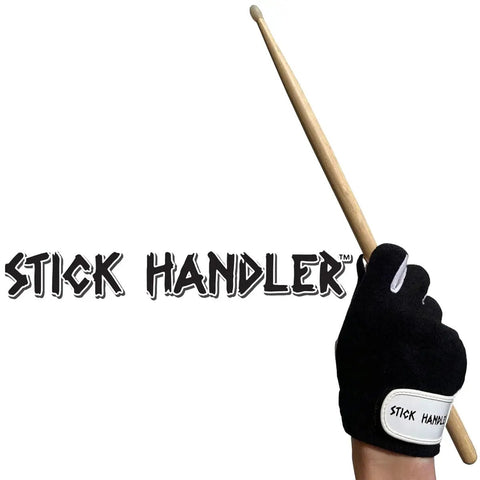 Premium Cabretta Leather Full Finger Drumming Gloves Black Medium Offering Killer Grip And Sick Stick Control breathable gloves holding a drumstick.