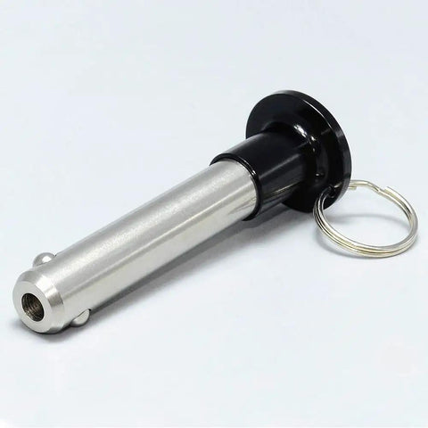 Badass Marine Grade Stainless Steel Ball Lock Quick Release Pin With Smooth Button Push Built As A Heavy Hitter For Precision Locating Indexing And Setup Work, 10 mm shaft and 75 mm clamp length.