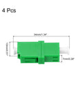 LC APC Single Mode Fiber Optic Adapter Set Simplex Connector, green, 4 pack, dimensions shown, for network and internet