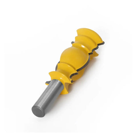 Premium Crown Molding Router Bit For Woodworking Pros With 12mm Or Half Inch Shank, yellow milling tool for intricate wood carving.