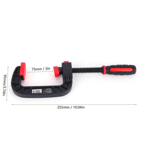 One Hand Quick Release G Clamp And C Clamp Heavy Duty Woodworking Holding Tool With Movable Jaw And Soft Grip For No Fuss DIY Carpentry Projects And Workshop Use 3 Inch Opening 75mm, 75mm black-red clamp