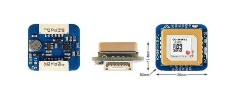 Dope 20x20mm Drone GPS Module With QMC5883L Compass for precise heading shown from top and side views