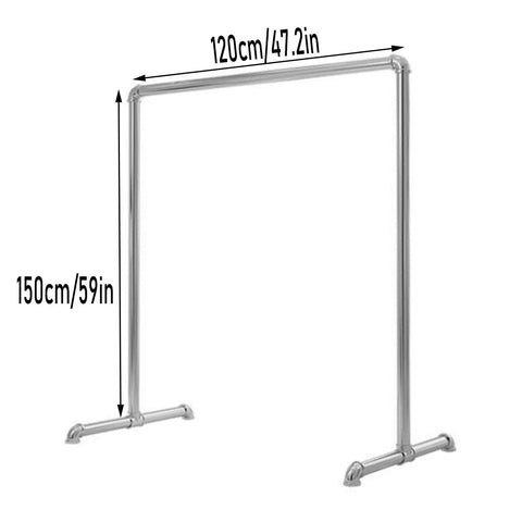 No Nonsense Straight Up Rock Solid Industrial Pipe Garment Rack Heavy Duty Free Standing Clothes Rail with measurements 120cm by 150cm.
