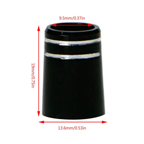 Pro Grade Replacement Black Plastic Golf Ferrules Set For 0.370 Parallel Tip Shafts, shown with dimensions 19x13.6x9.5mm