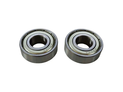 Solid Steel Ball Bearing Set For Jointer And Planer Repairs Fits Craftsman Models showing close-up view of two steel ball bearings.
