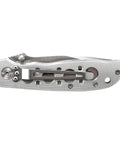EDC Ready Folding Knife With 3.2 Inch Drop Point Blade, Rugged Aluminum Handle, 7Cr17MoV Steel, Pocket Clip, Side View, Silver