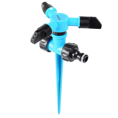 360 Degree Rotating Lawn Sprinkler For Large Area Coverage With Adjustable Spray Directions Direct Or 45 Degrees, Weighted ABS Plastic Three Arm