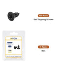 Ridiculously Strong One Hundred Pack Of Number Four By Quarter Inch Black Flathead Wood Screws Tough Self Tapping Fasteners packaged in clear box.