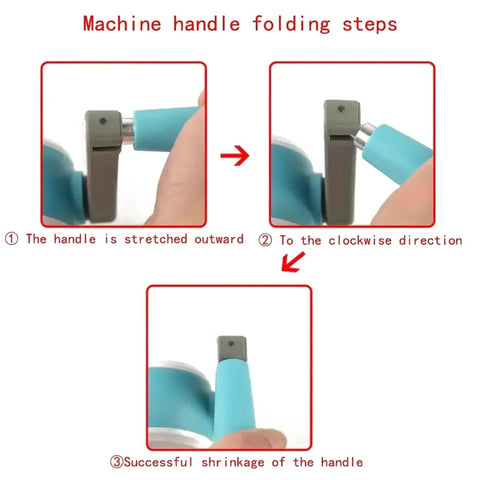 Step-by-step handle folding guide for Six Inch Die Cutting And Embossing Machine For Card Making And Scrapbooking, Diy Crafts, Beginner Friendly, Portable Home Craft Tool That Passes A5 Paper, Versatile Cut And Emboss In One Easy Setup.