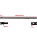 Beefy Steel Cut To Length Drive Shaft With Universal Joint For 68 To 229mm Length RC Crawler LCG Rigs Capra SCX10 Pro Two Pack Black CNC Machined Stainless Steel With Spline Engagement Fits 5mm Output Includes 4mm Set Pins For Pinion And Transmission, 168mm measured shaft with 20mm and 7mm ends