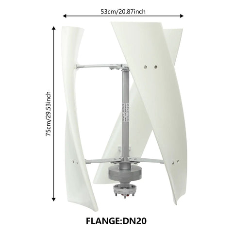 Dimensions of 12V 100W Portable Wind Turbine Generator with Controller for Home Use Vertical Windmill Style showing rotor size