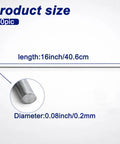 Product size illustration of Solid As A Rock Spring Steel Insulation Support Wires 16 Inch 50 Pack with dimensions shown.