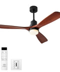 52 Inch Ceiling Fan With Lights Remote Control Wood Finish Quiet Reversible DC Motor Sleep Timer 6 Speeds Energy Efficient
