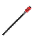 HUHAO 6-inch magnetic drill bit extension, side view showing red aluminum sleeve, black steel shaft, and 1/4-inch hex shank