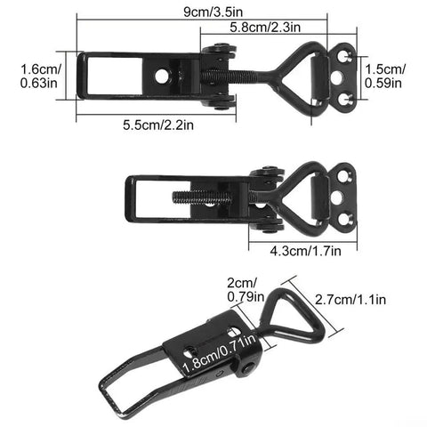 Adjustable GH 4001 Toggle Clamp Hasp Catch Clip With Quick Fixture Heavy Duty Steel Galvanized Iron Mount 220lb Capacity For Lock Free Boxes Cabinets Lockers Doors And Vehicles Easy Install And Secure Latch; black clamp, 9cm/3.5in