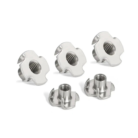 Beefy Grip Heavy Duty Four Claw T Nut Set 304 Stainless Steel KnockIn Captive Nut Inserts For Wood Anti Rotation Vibration Resistant M6x13mm