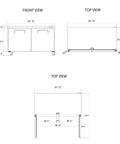 Heavy Duty Commercial Undercounter Freezer 60 Inch 14.1 Cu Ft Stainless Steel Led Lights Dual Doors ETL Certified front and top views with dimensions.