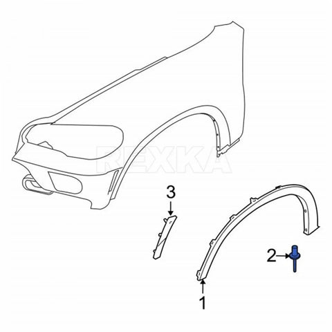 Diagram illustrating the use of 30 Pcs Fender Liner Rivets For BMW Wheel Arch Trim Bumper Cover Nylon Expanding Rivets 6mm Diameter 1.5 To 10mm Grip