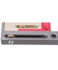 Premium Steel Kerfmaker Jig For Table Saw Featuring Slide Measuring Block, aluminum tool for precise wood slot adjustments.