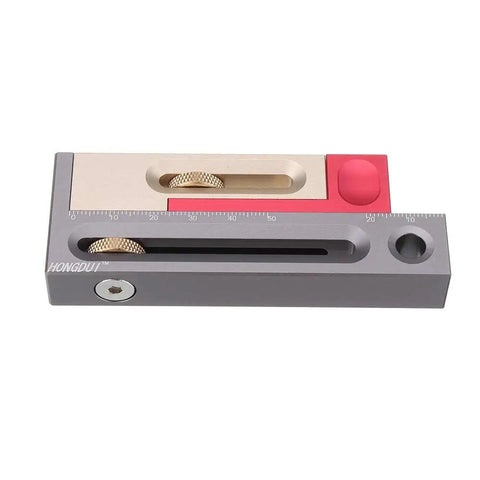 Premium Steel Kerfmaker Jig For Table Saw Featuring Slide Measuring Block, aluminum tool for precise wood slot adjustments.