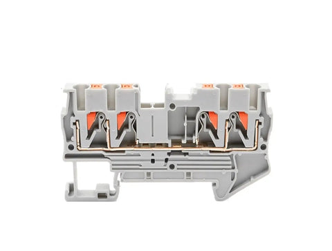 50 Pack PT 2.5 Quattro 4 Wire Terminal Block For DIN Rail With Spring Clamp Quick Safe Electrical Connection 0.5mm2 Compact Rail Type
