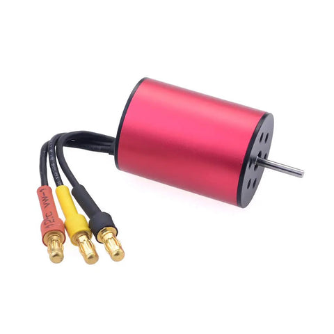 Replacement 2430 5800KV Waterproof Brushless Motor Shaft 2.0mm with red CNC aluminum heatsink for RC cars, universal fit