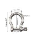 Set Of 20 M4 D Ring Shackles 304 Stainless Steel Screw Pin Heavy Duty Shackles For Tow Straps Cables And Chains 60 Kg Working Load 4mm Diameter Corrosion Resistant Solid Build Built To Last Gear featuring a single shackle with dimensions marked in millimeters.