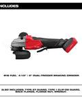 Top Tier Cordless Angle Grinder With Lightning Fast Dual Trigger Brake Plus Smart Kickback Shield Built For Rough Day Jobsite Tasks On Four Half Or Five Inch Cutting Wheels shown from side view with battery pack.